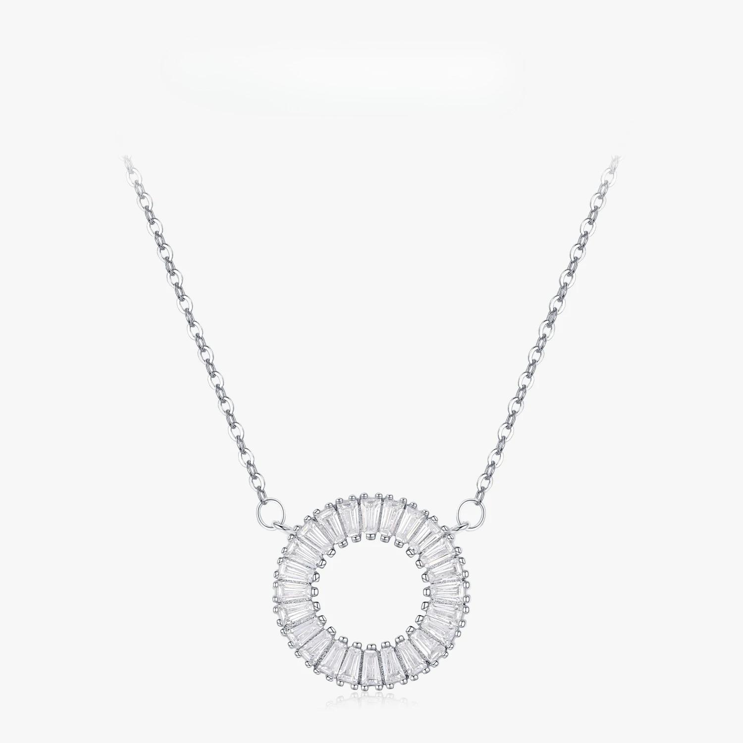 

Ailmay Sparkling Clear Zircon 925 Sterling Silver Round Pendant Necklace for Women Wedding Engagement Fine Female Jewelry серебряный