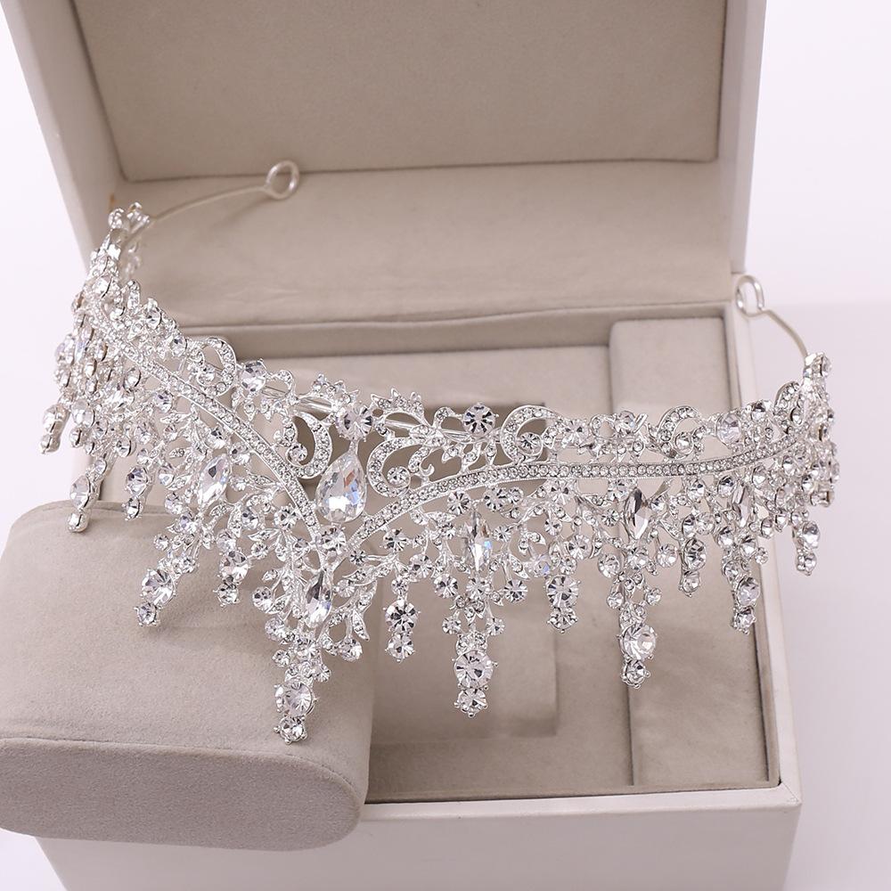 Baroque Retro  Crystal Bridal Tiaras Crown Rose Gold Peach Rhinestone Prom Diadem Bride Headband Wedding Hair Accessories