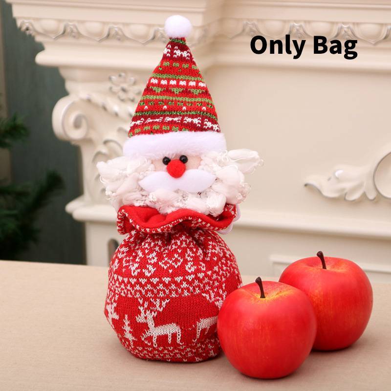 Christmas Knit Apple Bag With Snowman Decor For Holiday Gift Packaging