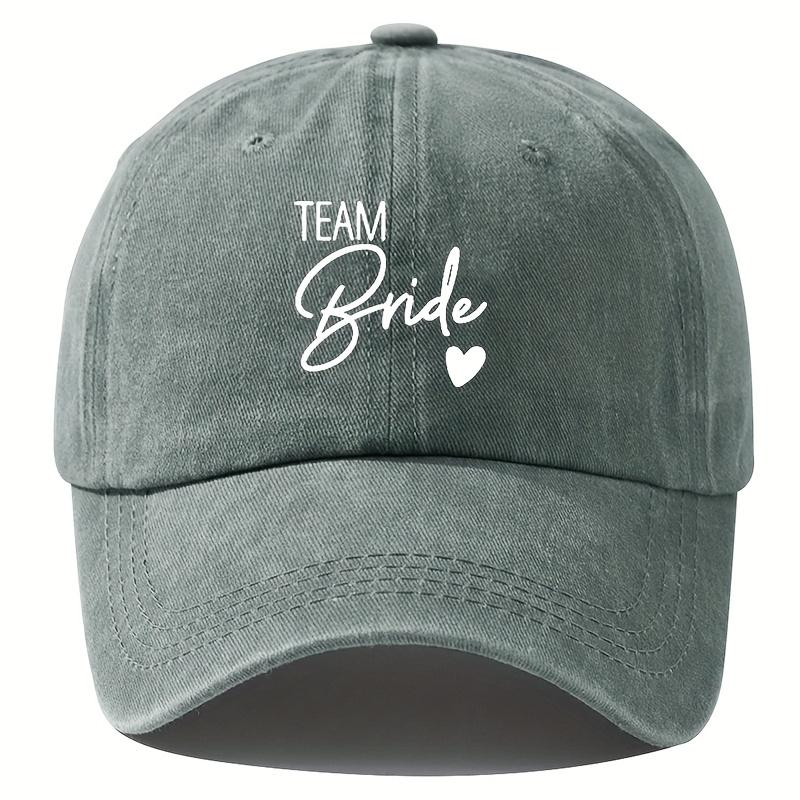 MenS Navy Blue Baseball Cap with Team Bride Heart Design Adjustable Polyester Sports Style Perfect for Outdoor Activit