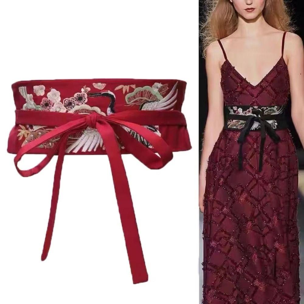 Flower Pattern Hanfu Cummerbund Crane Phoenix Flower Corset Belt Dress Girdle Hanfu Costume