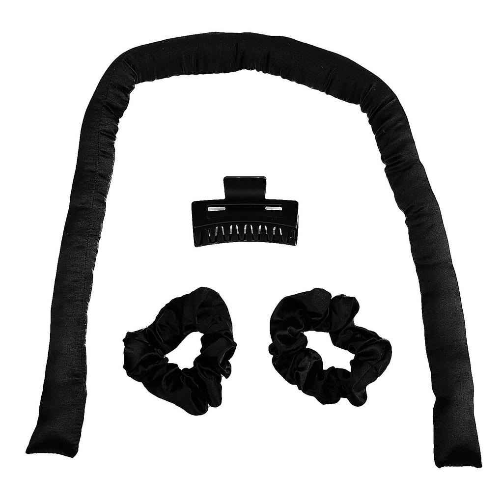 Heatless Satin, Hair Curling Set, Black, 4 Pieces