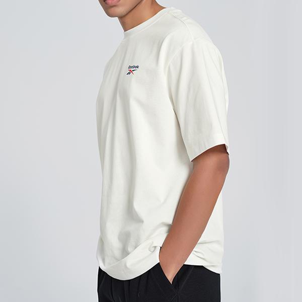 Men's Reebok T-Shirts Unisex White Crew Neck Moderate Straight Fit