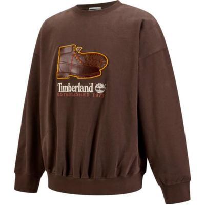 Timberland AF Neuer Box Fit Badge Buchstaben Rundhals Mode Vielseitiger Pullover Sweatshirt Unisex Sweatshirt Braun A661B-243