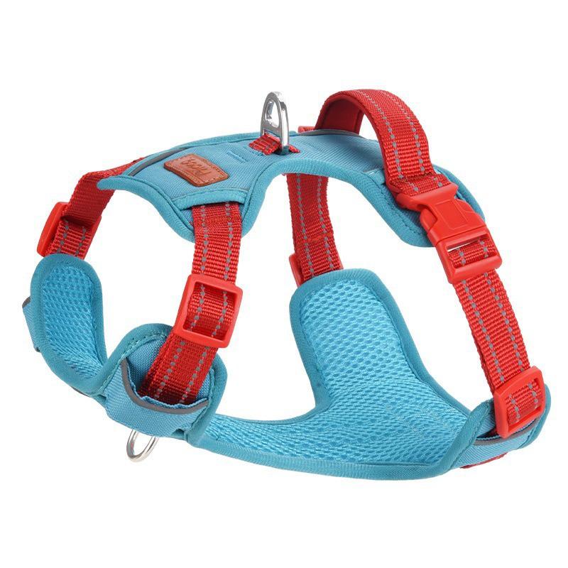 Adjustable Dog Harness Vest With Reflective Stripes PU Leather Trim Small To Large Breeds