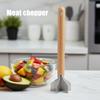 304 Stainless Steel Meat Masher 6-Blade Meat Chopper with Wooden Handle Easy to Clean Potato And Vegetable Masher for Kitchen Cooking And Mixing