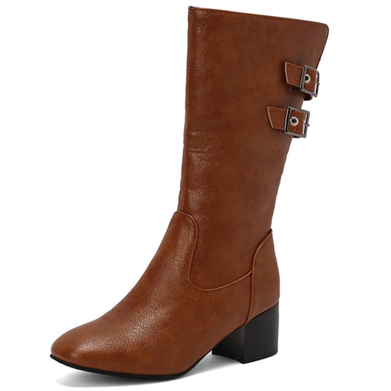 Модные женские сапоги до середины икры большого размера 45–50 — фото 6