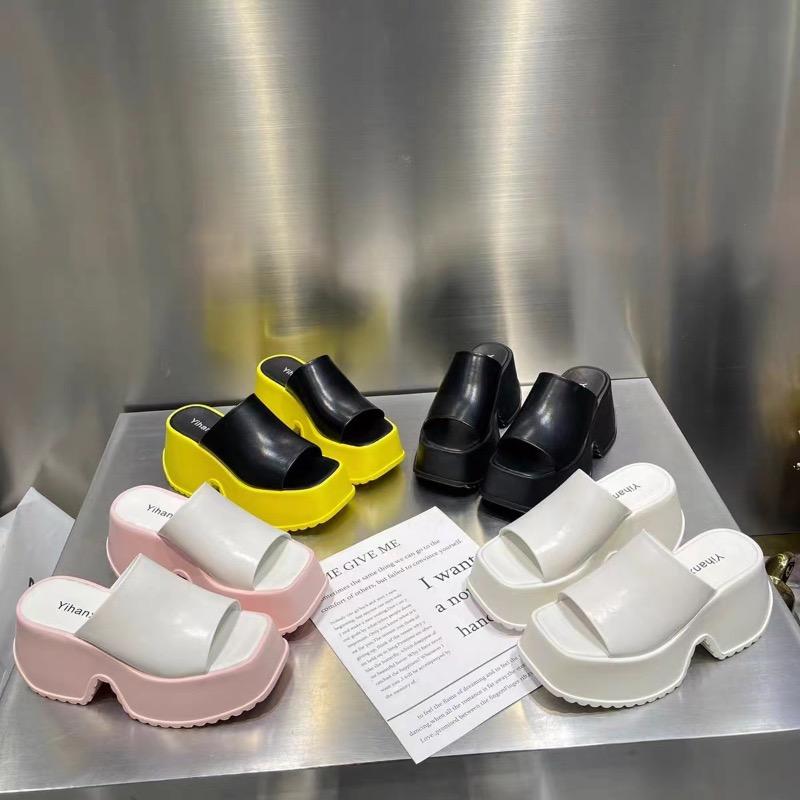 Fashion Summer Women's Slippers Fashion Platform Sandals Luxury Leather Casual Slippers High-heele Slippers for Women Open Toe Sandalias