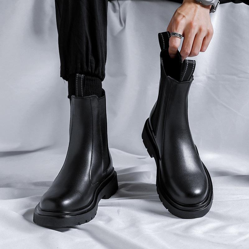 Chelsea boots men's autumn cigarette boots high-top cotton boots Martin boots men's British style platform ins tide 4501-R