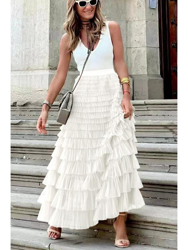 Chic 2023 Layered Cake Skirt: European & American Style Mesh for Women
