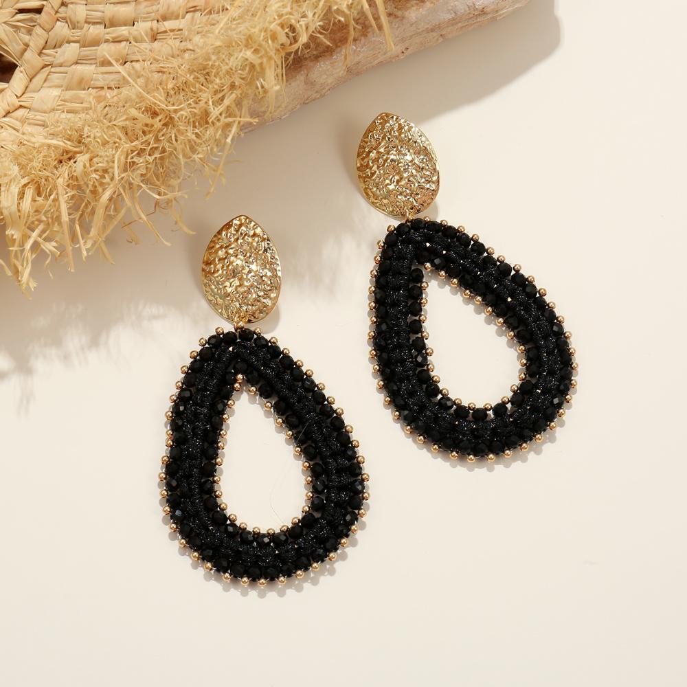 Badu Colorful Water Drop Shape Drop Earrings for Women Handmade Threading Crystal Beads Big Long Earrings Boho Jewelry Gift