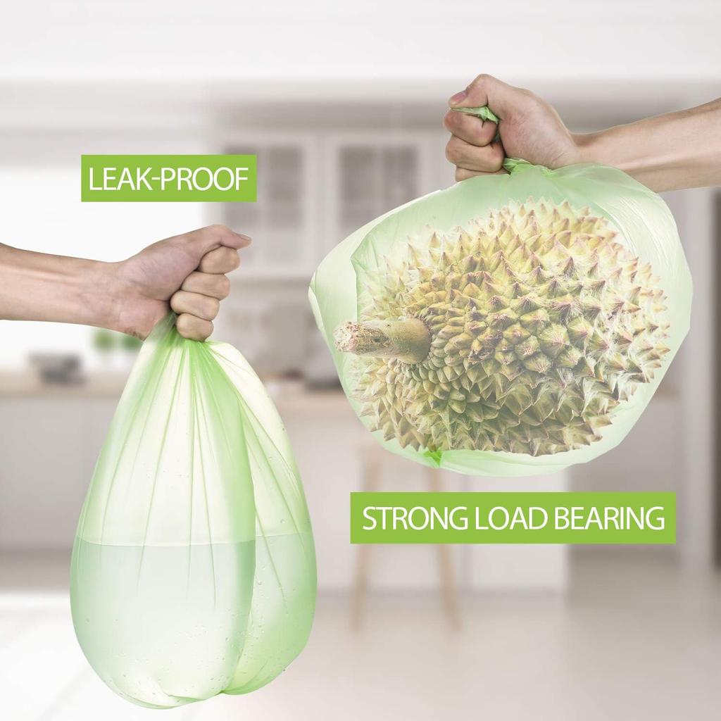 Bolsas de Basura Pequeñas Biodegradables de 4 Galones - 100 Unidades / 5 Rollos Bolsas de Basura Biodegradables y Reciclables para Cubos de Basura de Baño, Cocina y Oficina
