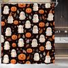Halloween Ghost Shower Curtain Cute Pumpkin Spooky Retro Leaves Funny Cartoon Fabric for Bathroom Decor Bathtub with Hooks(70" WX70 H)
