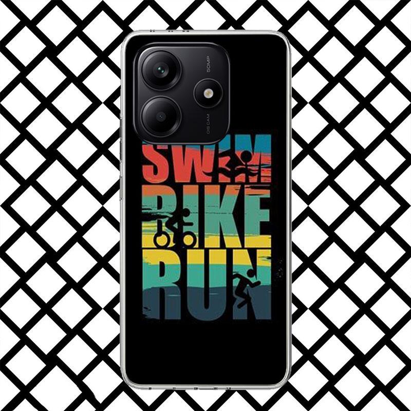 Triathlon Swim Bike Run Phone Case for Xiaomi Redmi Note 15 14 14S 13 12 12S 11 Pro Plus 11E 11T 11S 10S 5G Soft Cover Fundas Re