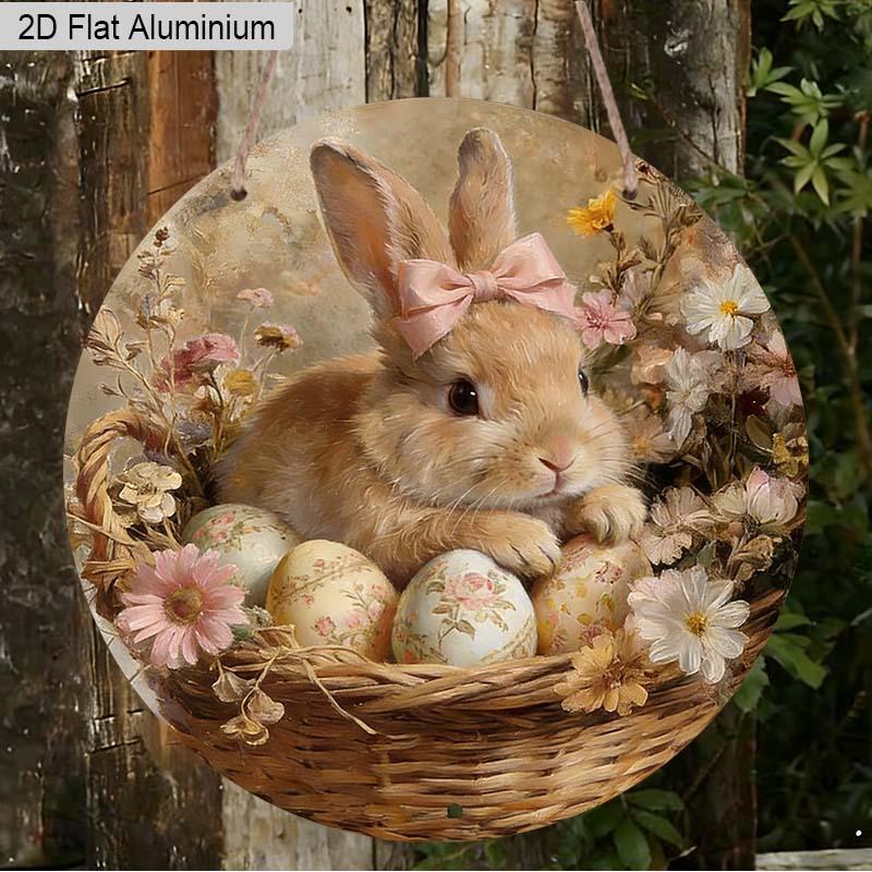 

2D Flat 1pc Easter Aluminum Decoration Plaque, Easter Bunny Design Sign, Spring Home Decor, Porch Decor, Garden Decor, Easter Party Decor, Perfect 7.87×7.87inch