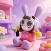 Poupée Lapin Violet Mignonne de Cirque 34CM Costume de Servante Lapin Convient pour la Compagnie des Enfants et la Collection