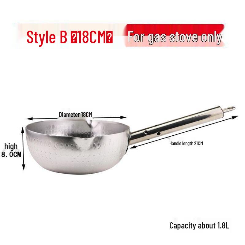 Japanese Aluminum Non-stick Yukihira Nabe Pot for Cooking Noodles, Soup, Rice, Mala Tang, and Sugar Painting - Small Size, In Stock