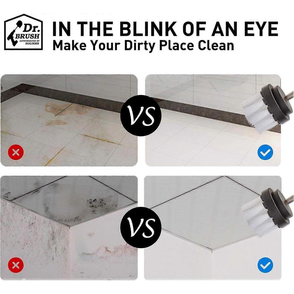 SAYTAY 4 Pack Drill Brush Power Scrubber Cleaning Brush Extended Long Attachment Set All Purpose Drill Scrub Brushes Kit for Grout, Floor, Tub, Shower