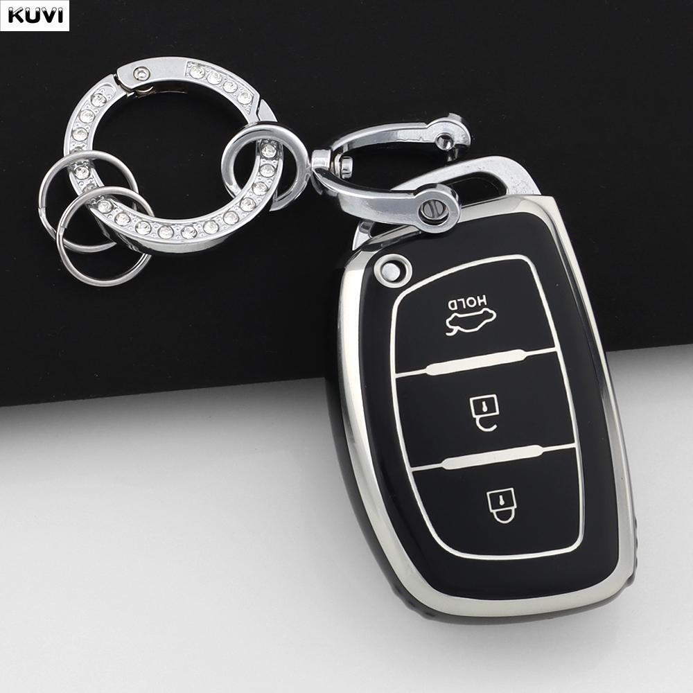 EEJQ9 Hot TPU Car Smart Key Case Cover For Hyundai Tucson Santa Fe Rena Sonata Elantra Creta Ix35 Ix45 I10 I30 I40 Keychain Holder Fob