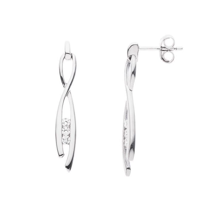 LOVA LOLA VAN DER KEEN - Boucles d'Oreilles Articulées - Joaillerie Prestige - Diamant de Synthèse - Argent Massif 925 Millièmes - B