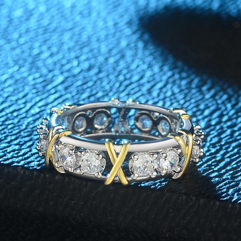 

Женское двухцветное кольцо с цирконовым крестом, хит продаж, обручальные украшения 10