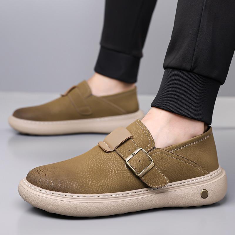 Men's Shoes New First-layer Cowhide Casual Leather Shoes Genuine Leather Foot Cover Versatile Board Shoes Fashion Single Shoes