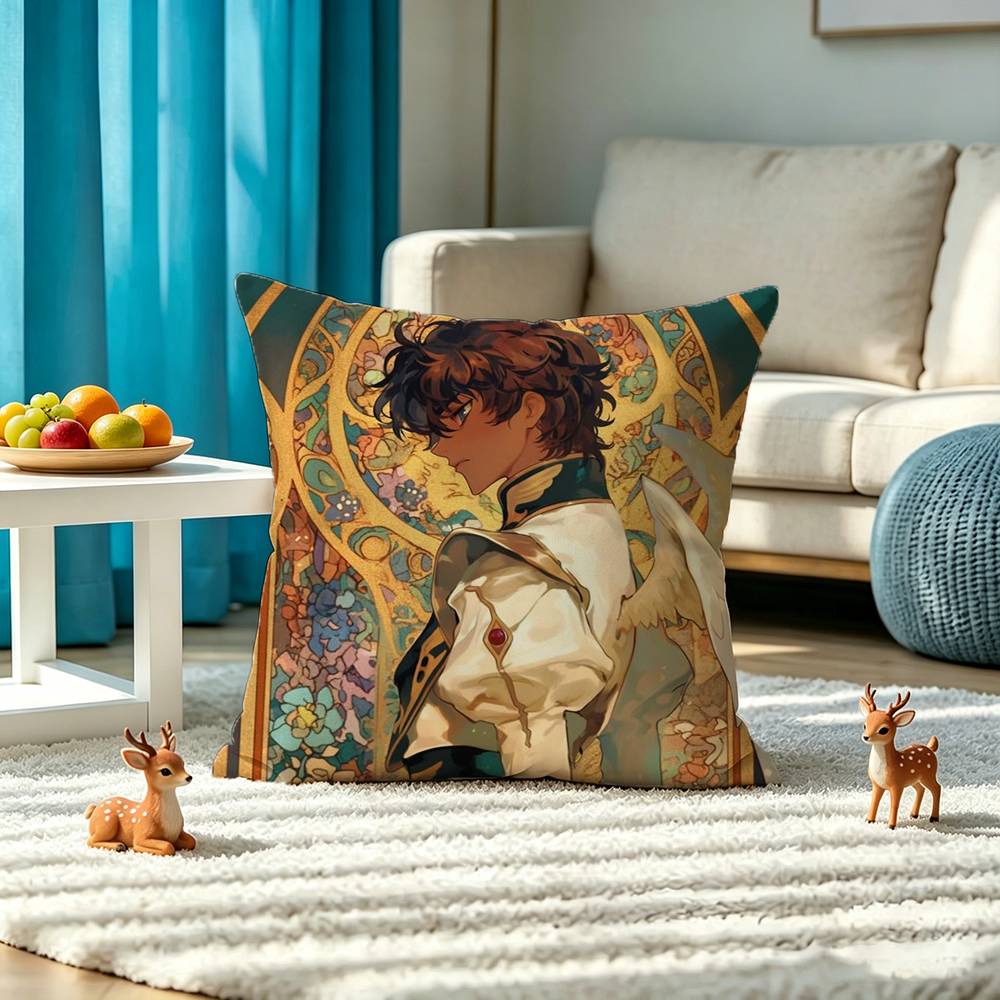 C-Code Geass Suzaku Kururugi Square Double-Sided printed Pillow Case Bedroom Bedside Pillow Sofa Cushion Cover