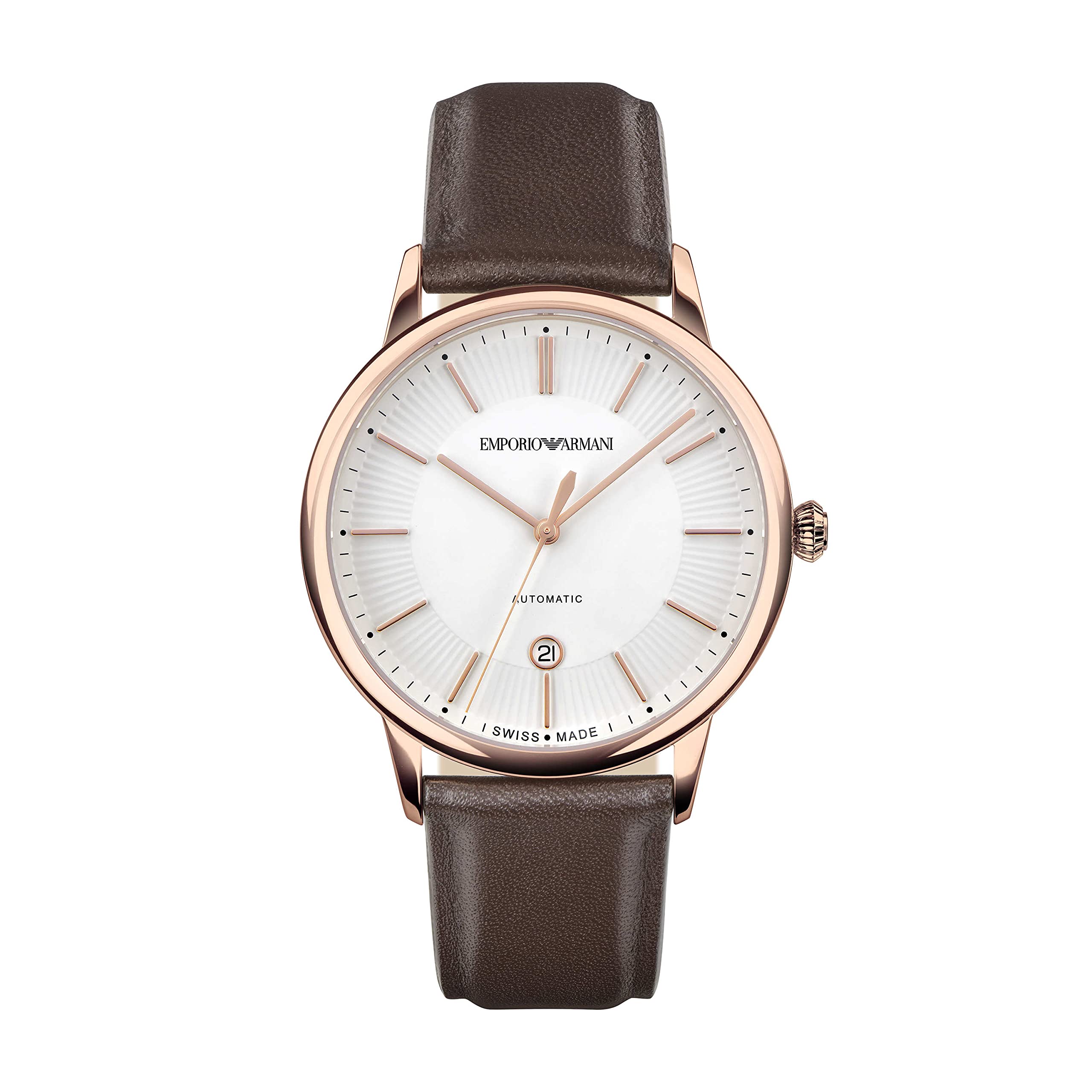 Emporio Armani automatic brown leather watch
