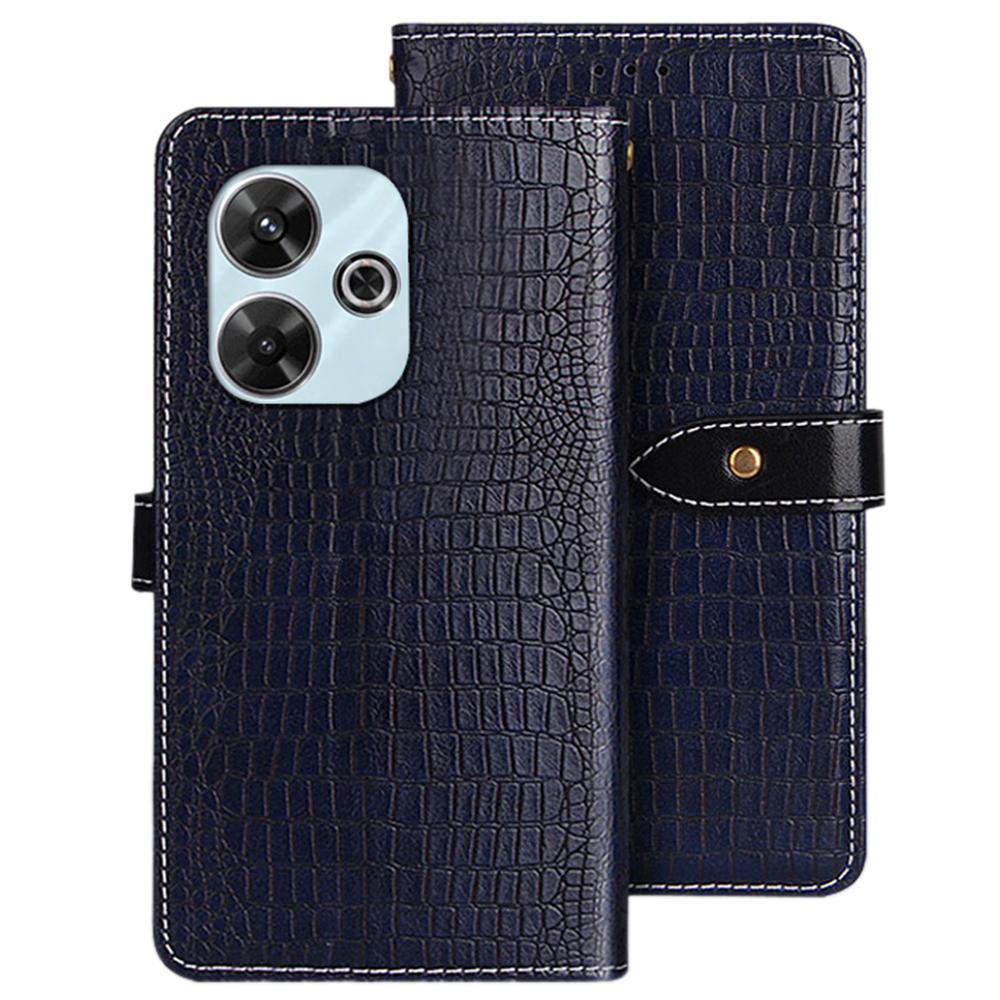 

For Xiaomi Redmi 13 5G/13 4G Case Wallet PU Leather Crocodile Texture Phone Cover Blue