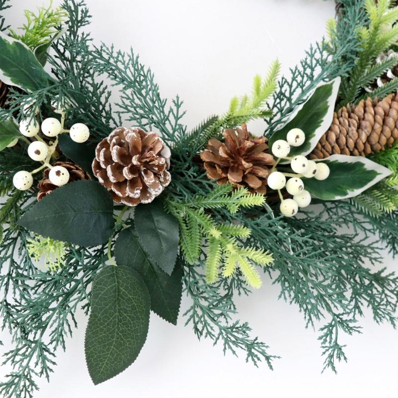 Artificial Wreath Christmas Wreath with Pinecone Berries Decoration for Front Door Garden Yard Christmas Decorations