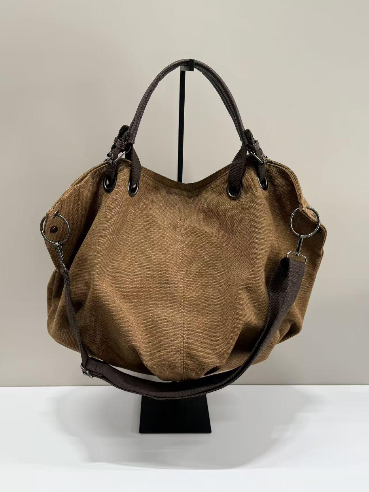 

Unisex Retro Workwear-Inspired Crossbody Tote Bag - Large Capacity, Simple Casual Design