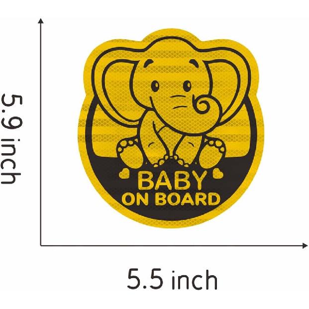 Baby On Board Sticker for Cars- 2Pack Baby In Car High Intensity Reflective Waterproof Vinyl Safety Car Signs for Rear, Side Windows, Bumpers-Baby