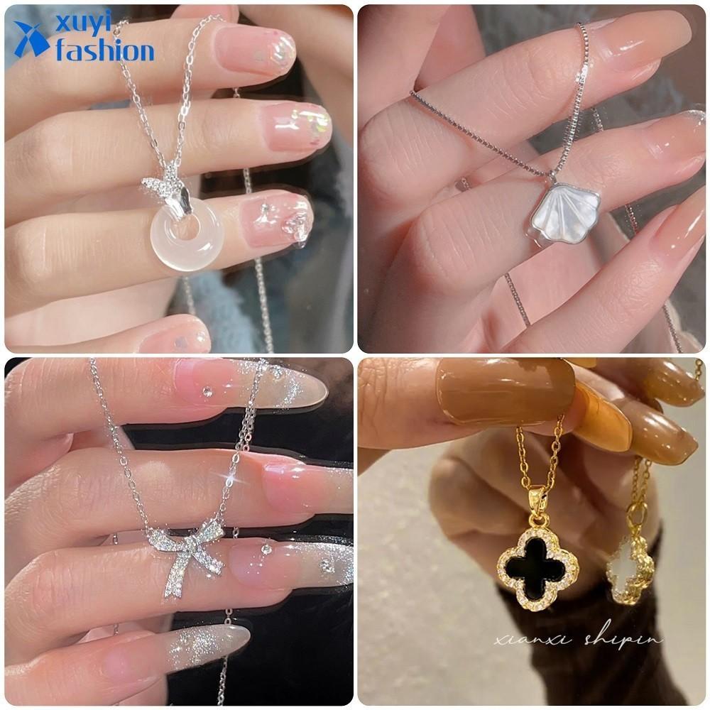 

IF ME Simple Shell Bow Butterfly Ожерелье Циркон Лунный Камень Подвеска Цепь Чокер Для Женщин Ювелирные Изделия Аксессуары