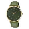 CASIO Quartz Mens Watch MTP-VT01GL-3B Gold Green Leather Band Overseas Model