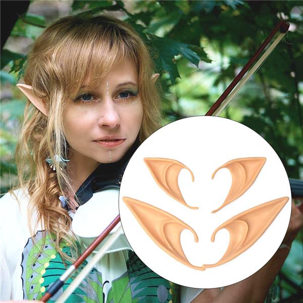 1Pair Christmas Angel Dress Up Elf Ears Fairy Cosplay Accessories Halloween Festive Party Latex Soft Harmless False Ears Props