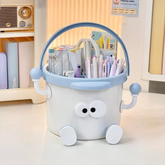 Cute Cartoon Desktop Pen Holder Large Capacity Portable Organizer for Students Office Multi-Function Stationery Storage Box for Pens Markers Scissors