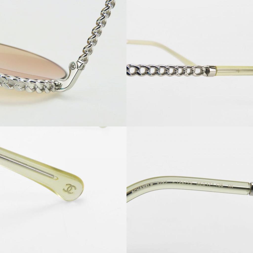 Used CHANEL Sunglasses 4242 Pantoshape Metal Brown Silver Chain