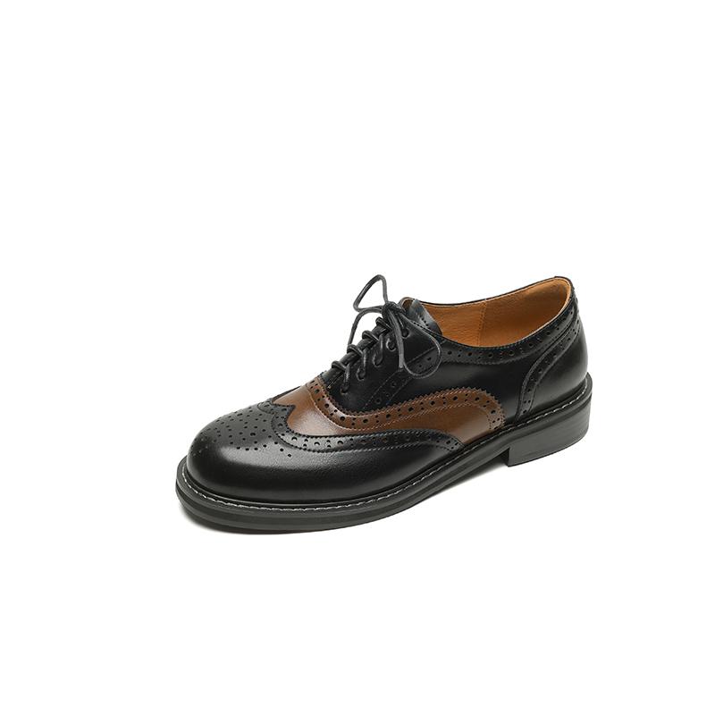 

Мода 2025 Новая Роскошная Марка Оксфорды Обувь из Натуральной Кожи Женские На шнуровке Женские Лоферы Однотонные Весенне-летние Туфли на Низком Каблуке 34 чёрный