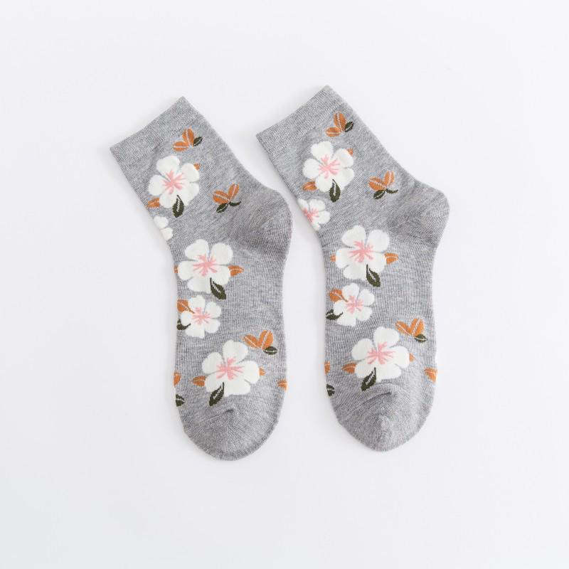 Women's Mid-Calf Socks - Summer Bestseller: Breathable, Sweet, Trendy Japanese Style with Small Flower Design.
