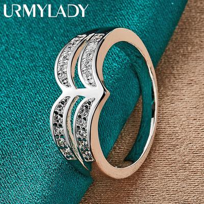 URMYLADY 925 Sterling Silver Crown 7-10 Ring For Women Wedding Engagement Party Fashion Jewelry