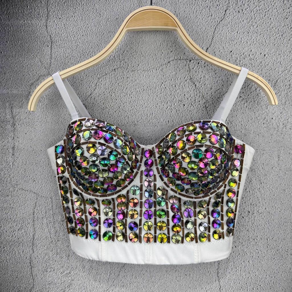 Sleeveless Ultra-short Vest Solid-color Waistcoat Sexy Inner or Outer Wear Celebrity-style Top Trendy Layering Piece Sexy Look Chic Waistcoat