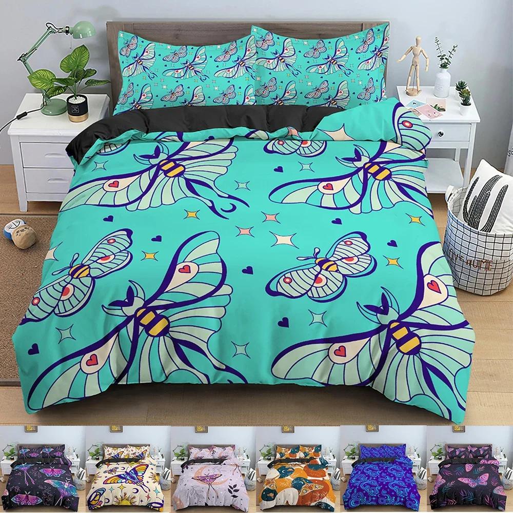 3D Butterfly Print Skin Friendly Comfortable Duvet Quilt Cover Pillowcase Bedding Set Children Bedroom Decoration Home Textile