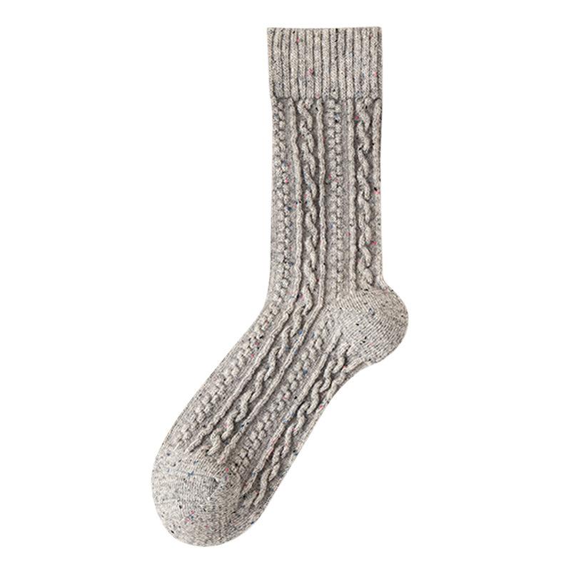 Wool Socks Women'S Medium Tube Socks Stacking Socks Thickened And Velvet Warm Twist Cashmere Socks