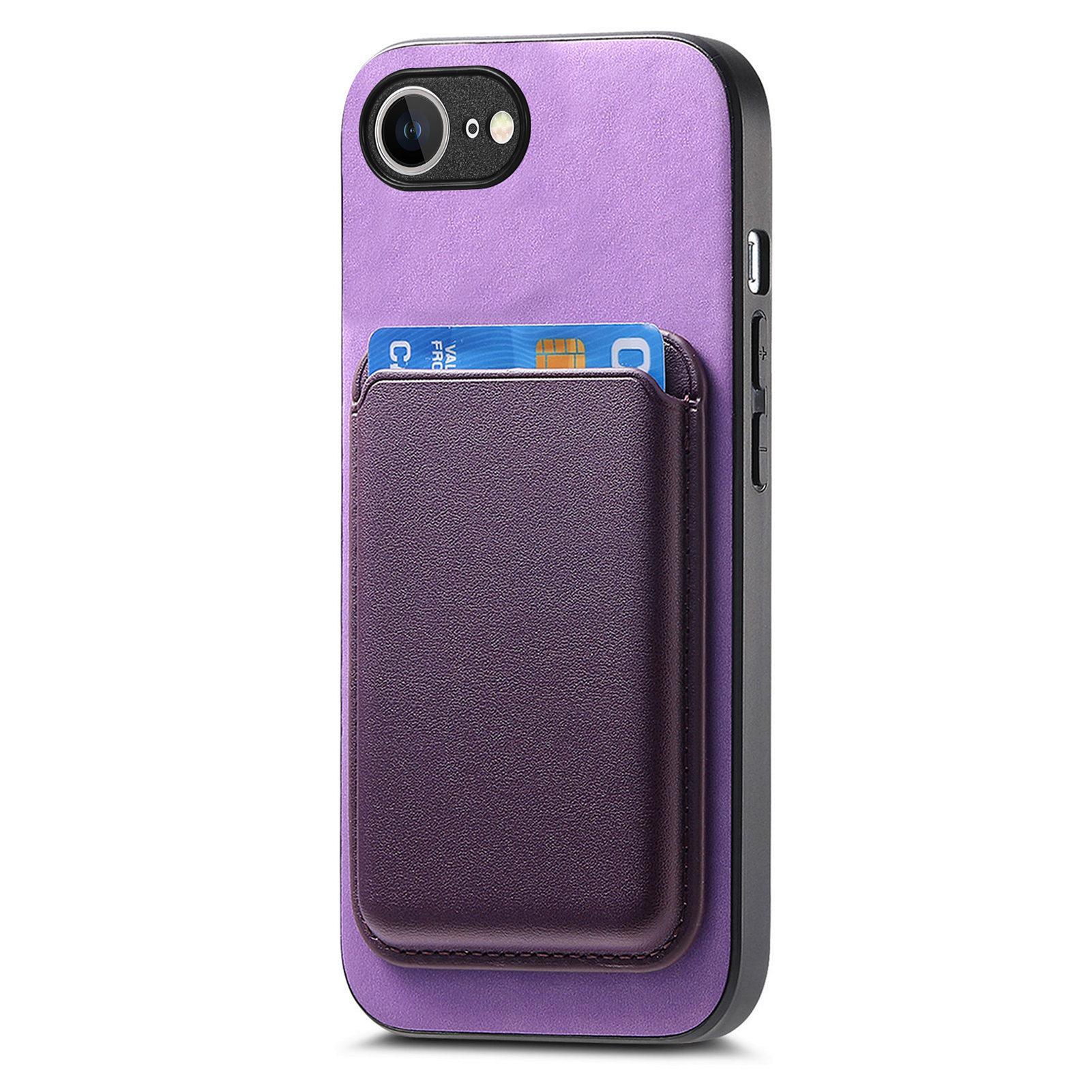 

For iPhone 16e Case Detachable Magnetic Card Bag Leather Phone Back Cover Orange