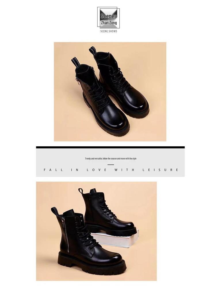 Men's 2024 Autumn British-Style Genuine Leather High-Top Work Boots