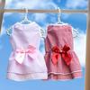 Dog Skirt Bow Cat Dress Dog Wedding Dress Spring and Summer New Plaid Pet Cat Clothing Supplies Pomeranian