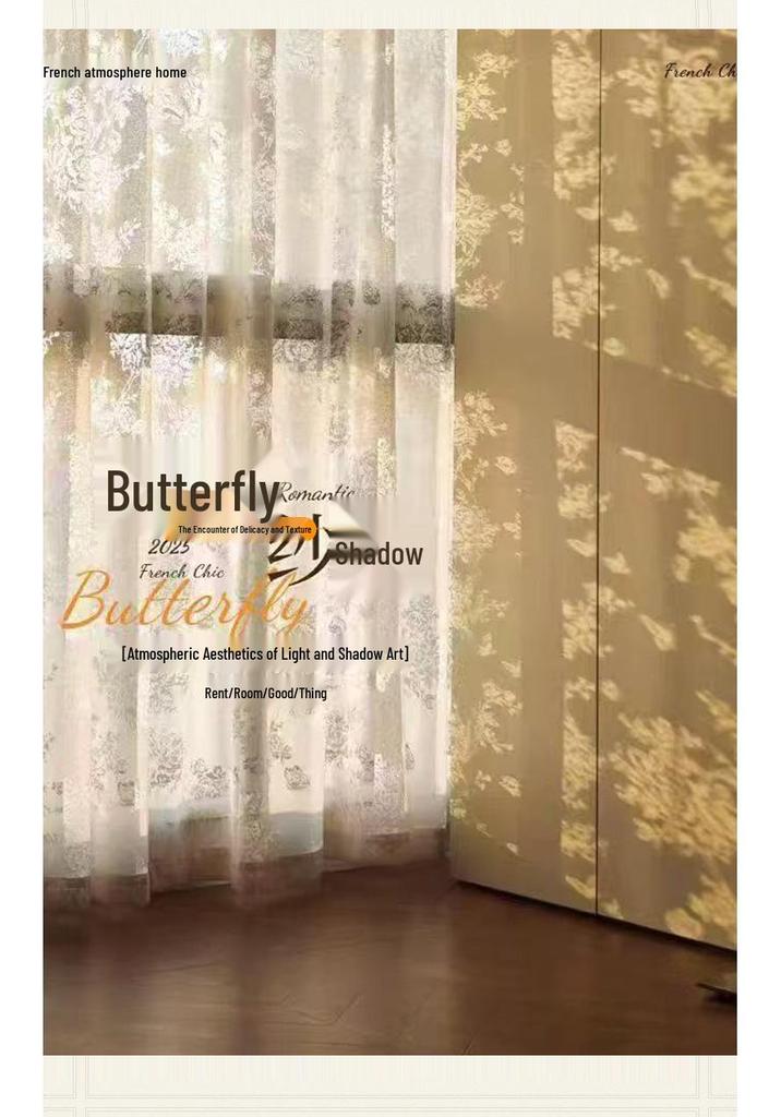 French Retro Lace Jacquard Blackout Curtains with Butterfly Design - Sheer White Style for Living Room & Bedroom