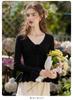 Bailuyu Women's V-Neck Ruffle Knit Sweater with Detachable Flower