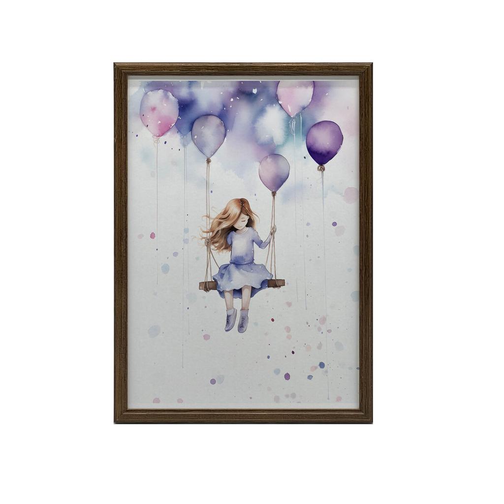 Dziewczynka Na Huśtawce Dziewczynka Na Huśtawce, 40X50 Cm, Rama Aluminiowa Czarna, Papier Matowy 230 Gsm