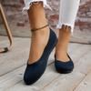 Large size autumn new flat bottom round head set feet shallow mouth fly weaving casual versatile single shoes women